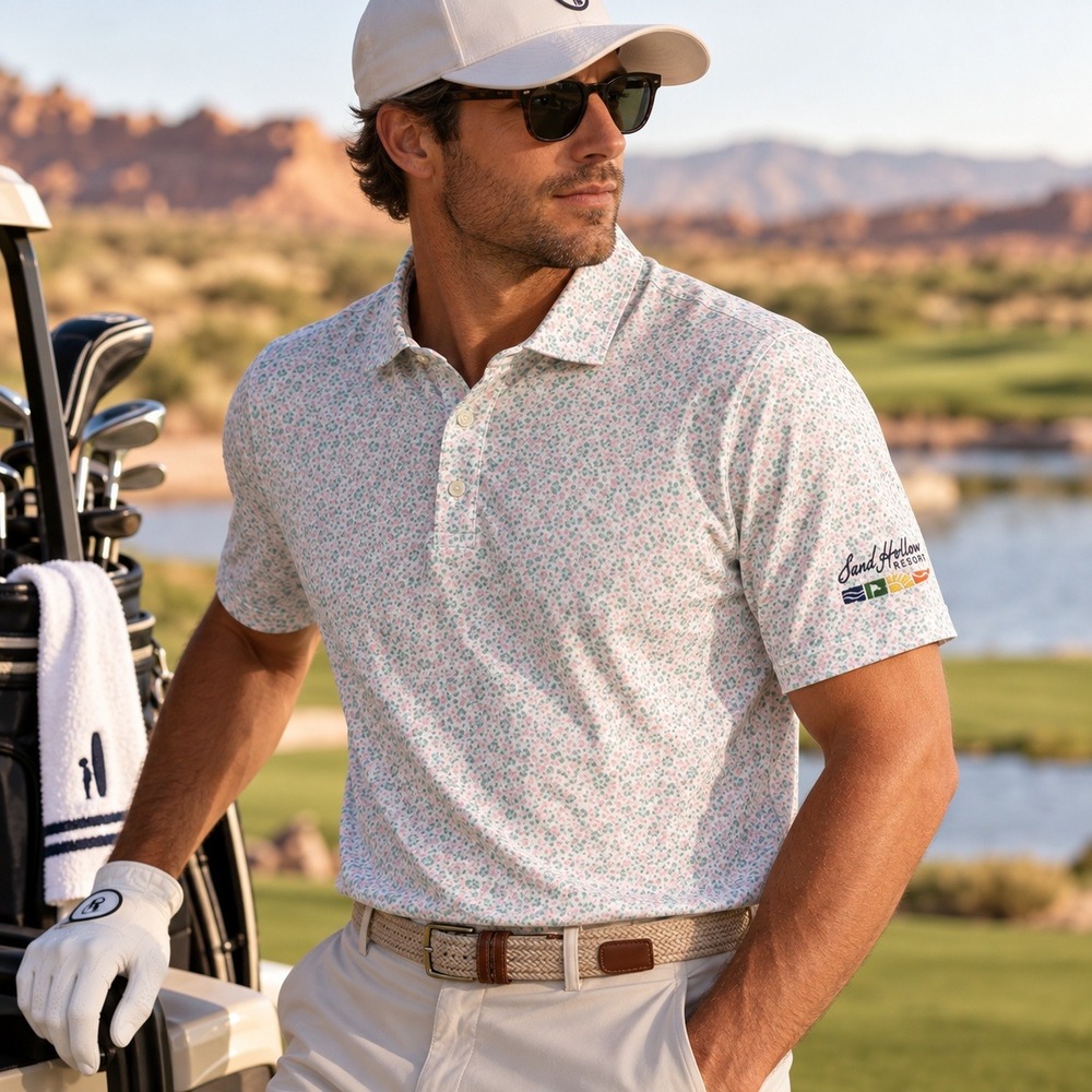 Johnnie-O Marietta Featherweight Performance Polo Mens XXL Cilantro Sand Hollow